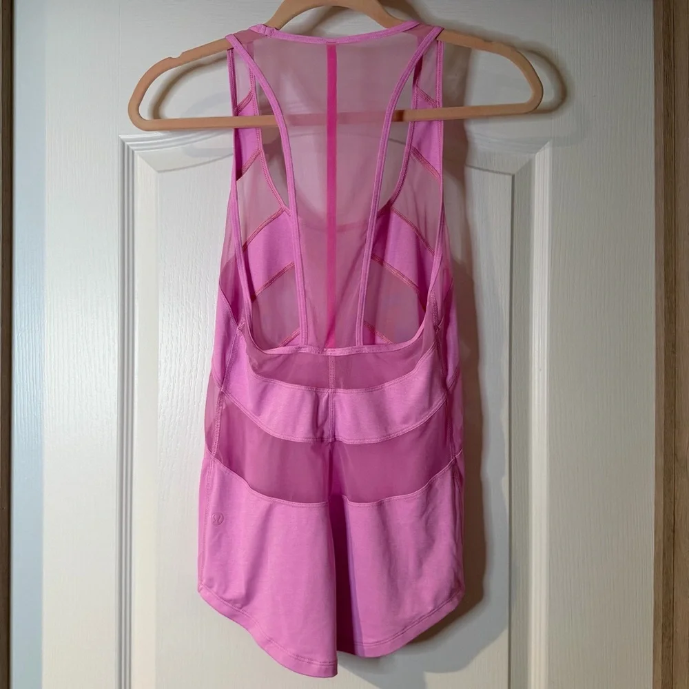 Lululemon If You’re Lucky Pink Mesh Panel Tank Top 6